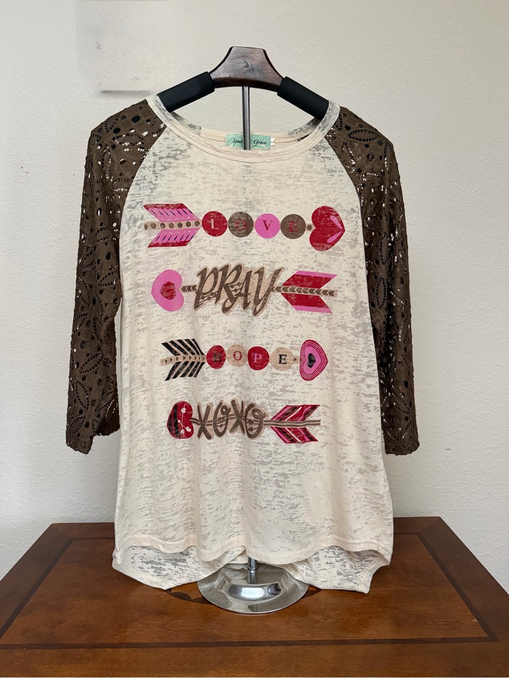 Southern Grace Cream Burnout Tee